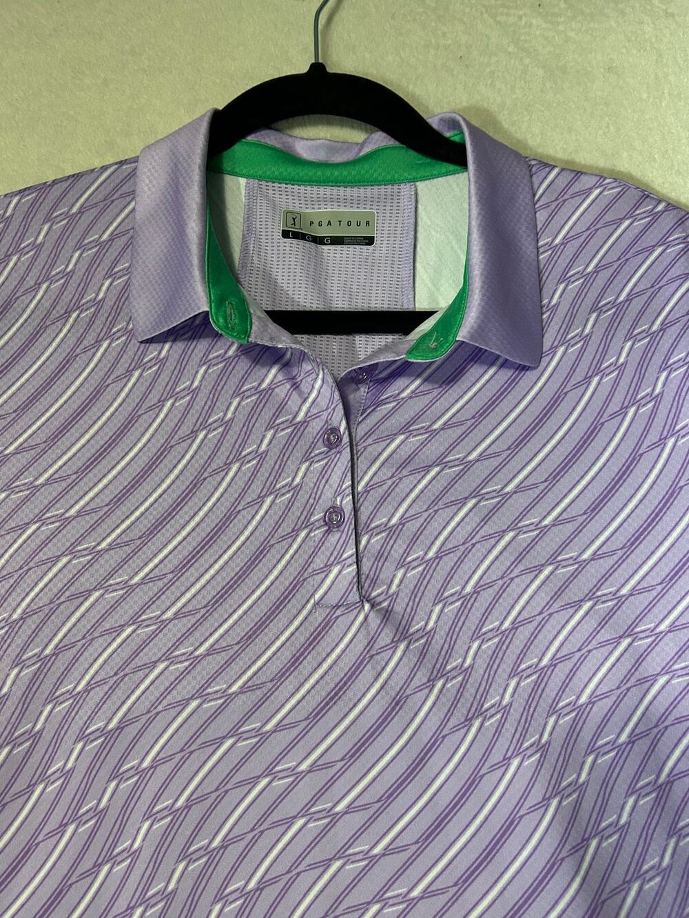 PGA TOUR Women's Golf Polo Large Lilac Moisture Wicking Stretch NWT